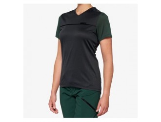 100% RIDECAMP Womens Short Sleeve Jersey Charcoal/Forest Green