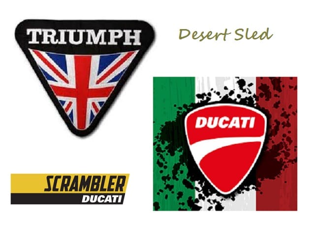 Ducati a furat! Denumirea "Desert Sled" a viitorului Scrambler fusese consacrata de Triumph, cu multi ani in urma