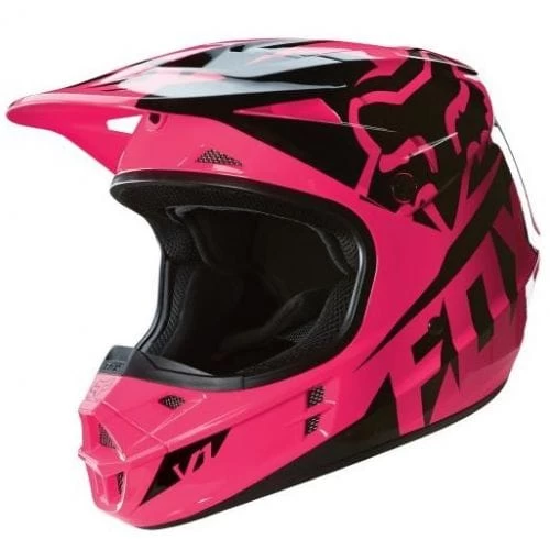 FOX V1 Race Helmet #14401 Roz-Negru