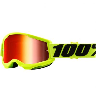 100% STRATA 2 Goggle Yellow Mirror Red Lens