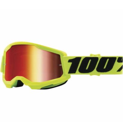 100% STRATA 2 Goggle Fluo/Yellow - Mirror Red Lens