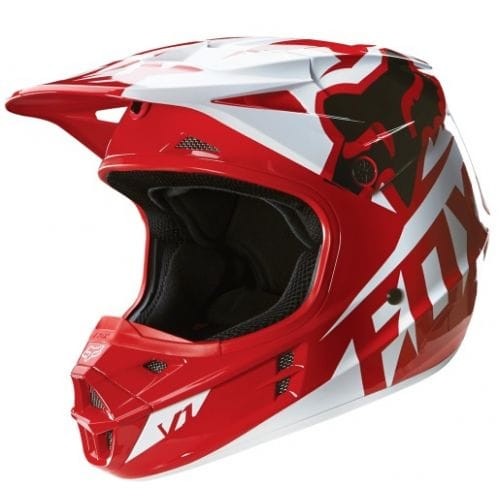 FOX V1 Race Helmet #14401 Rosu-Alb