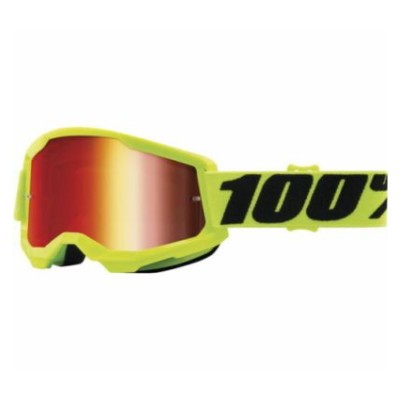 100% STRATA 2 Goggle Fluo/Yellow - Mirror Red Lens