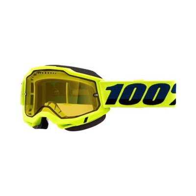 100% OCHELARI 100% ACCURI 2 Snowmobile Fluo Yellow - Yellow Vented Dual Lens