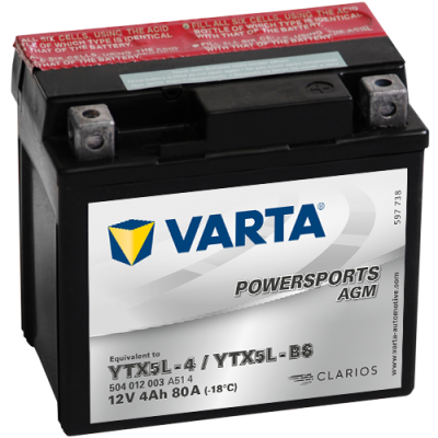 VARTA 12V/4AH MOTO LF, YTX5L-4/YTX5L-BS ACCESS DRR, TGB BULLET
