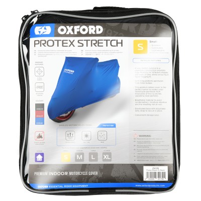 OXFORD - husa moto PROTEX - STRETCH [pentru interior] albastru [M] [229x99x125]